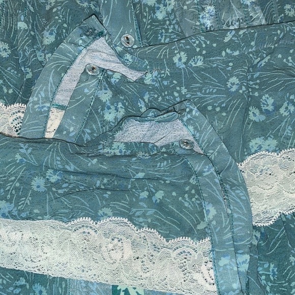 FREE People green combo Sheer Romance Mini Dress size Small - Picture 6 of 16